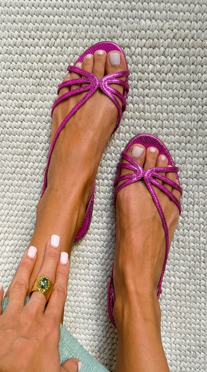 Herminia | Sandalias Metálicas Efecto Serpiente
