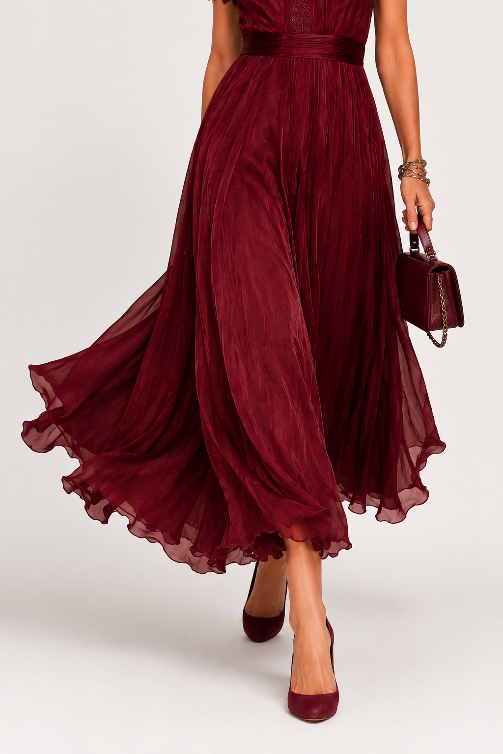 Liberata | Vestido Maxi de Chiffon Rojo
