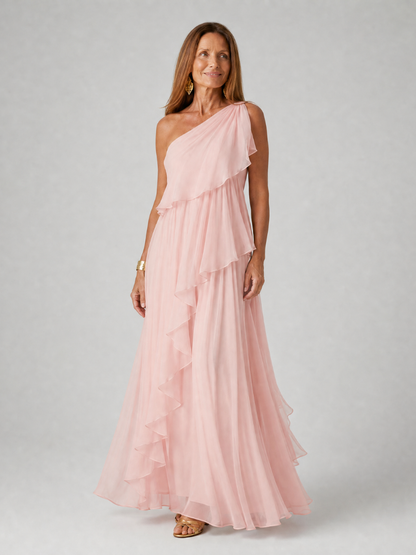 Alazne | Maxi Vestido Chifón Asimétrico