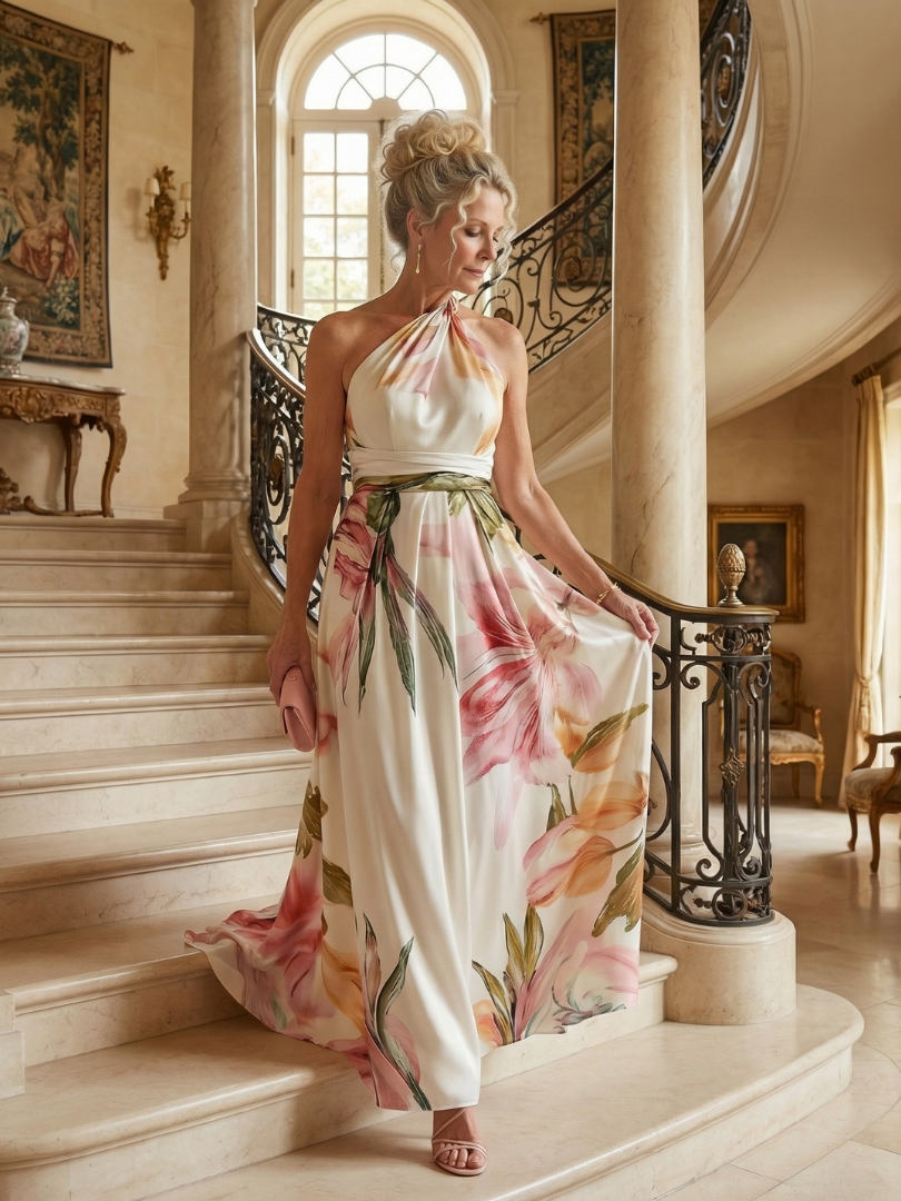 Isolda | Vestido Maxi Floral Halter