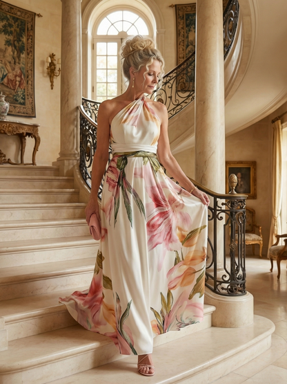 Isolda | Vestido Maxi Floral Halter