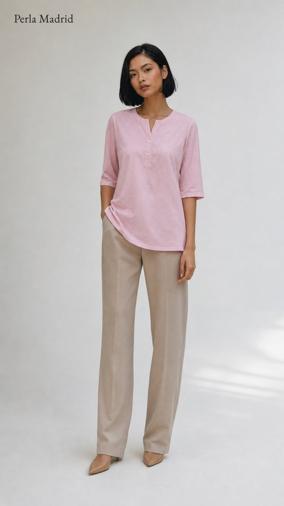 Carlota | Top Henley de algodón con detalle de botones