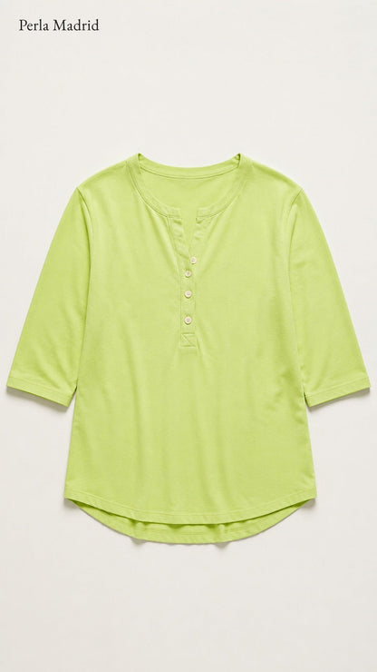 Carlota | Top Henley de algodón con detalle de botones