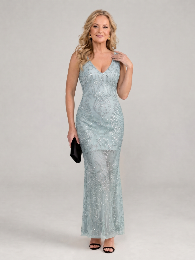 Asier | Vestido Midi Lentejuelas Transparente