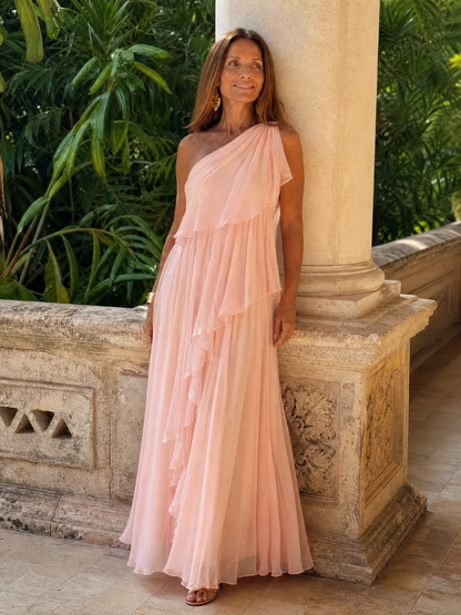 Conchi | Maxi Vestido Chiffon Asimétrico