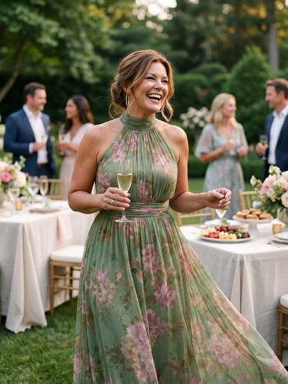 Bittor | Vestido Midi Floral Halter