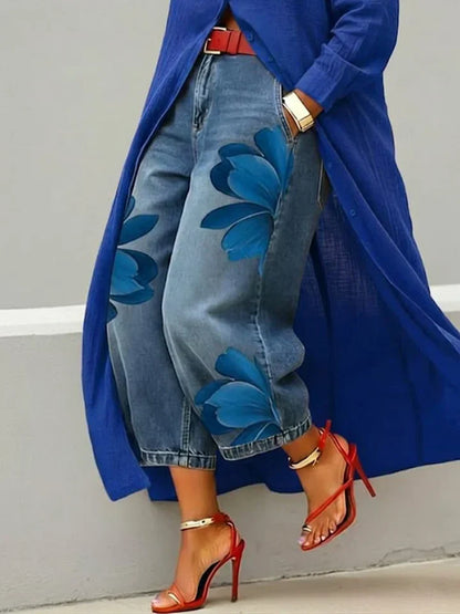Esley | Long-Sleeve Shirt & Printed Jeans Set