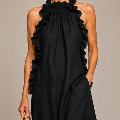Fina | Vestido Maxi Halter con Volantes