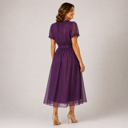 Anunciación | Vestido largo de gasa con ribete de encaje