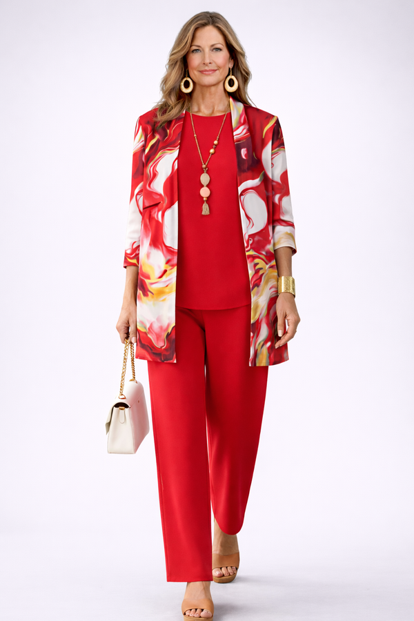 Jana | Conjunto de Tres Piezas Rojo