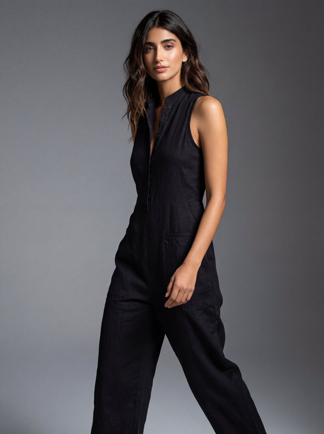 Anderea | Mouwloze linnen jumpsuit