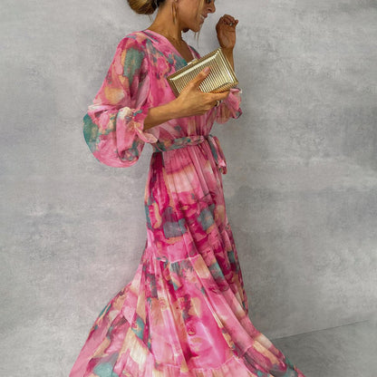 Concepción | Vestido midi cruzado con estampado floral