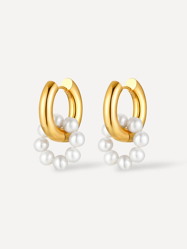 Pendientes de aro con perlas