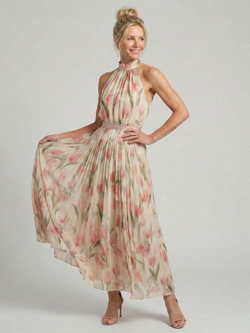 Emilia | Vestido Midi Floral con Neckholder