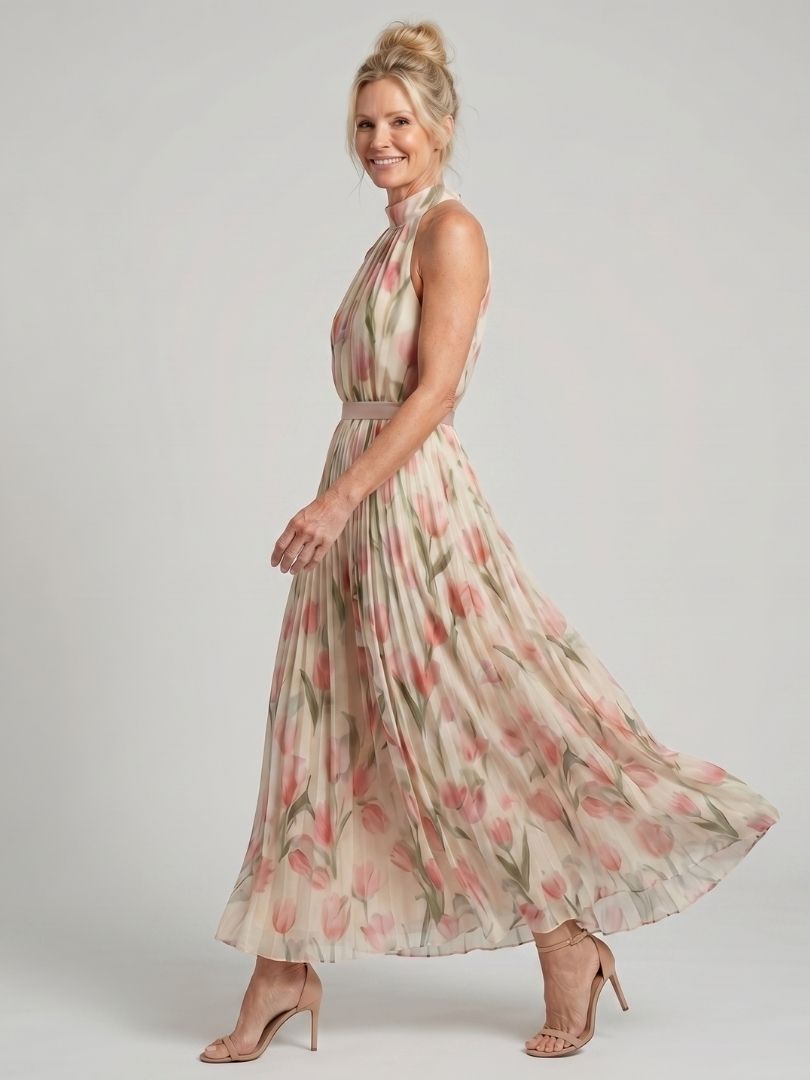 Emilia | Vestido Midi Floral con Neckholder