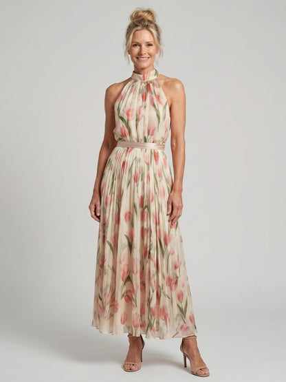 Emilia | Vestido Midi Floral con Neckholder