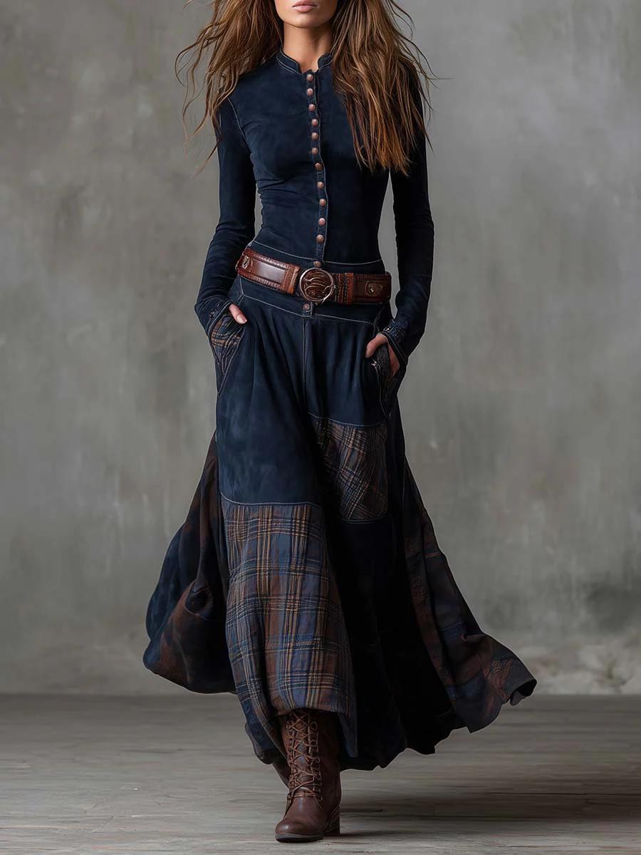 Alia | Vestido Maxi Vintage con Cinturón