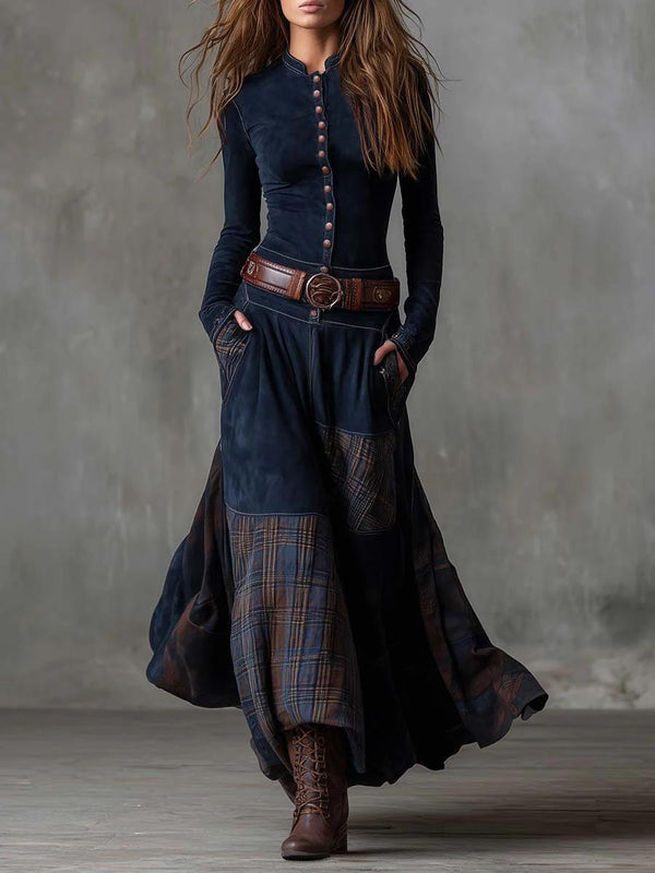 Alia | Vestido Maxi Vintage con Cinturón