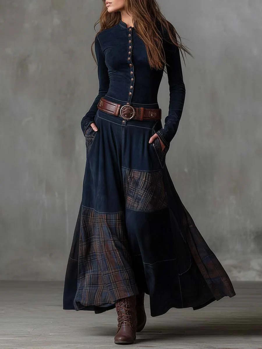Alia | Vestido Maxi Vintage con Cinturón