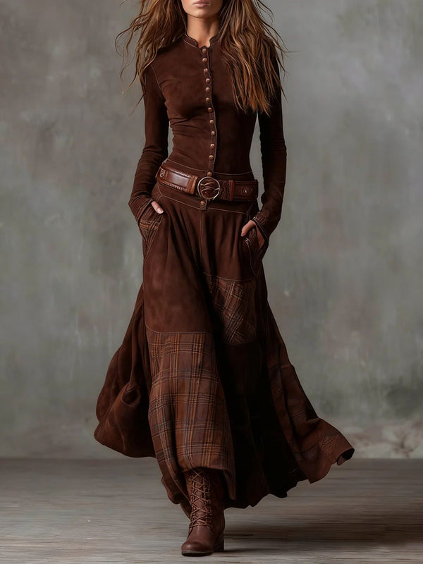 Alia | Vestido Maxi Vintage con Cinturón
