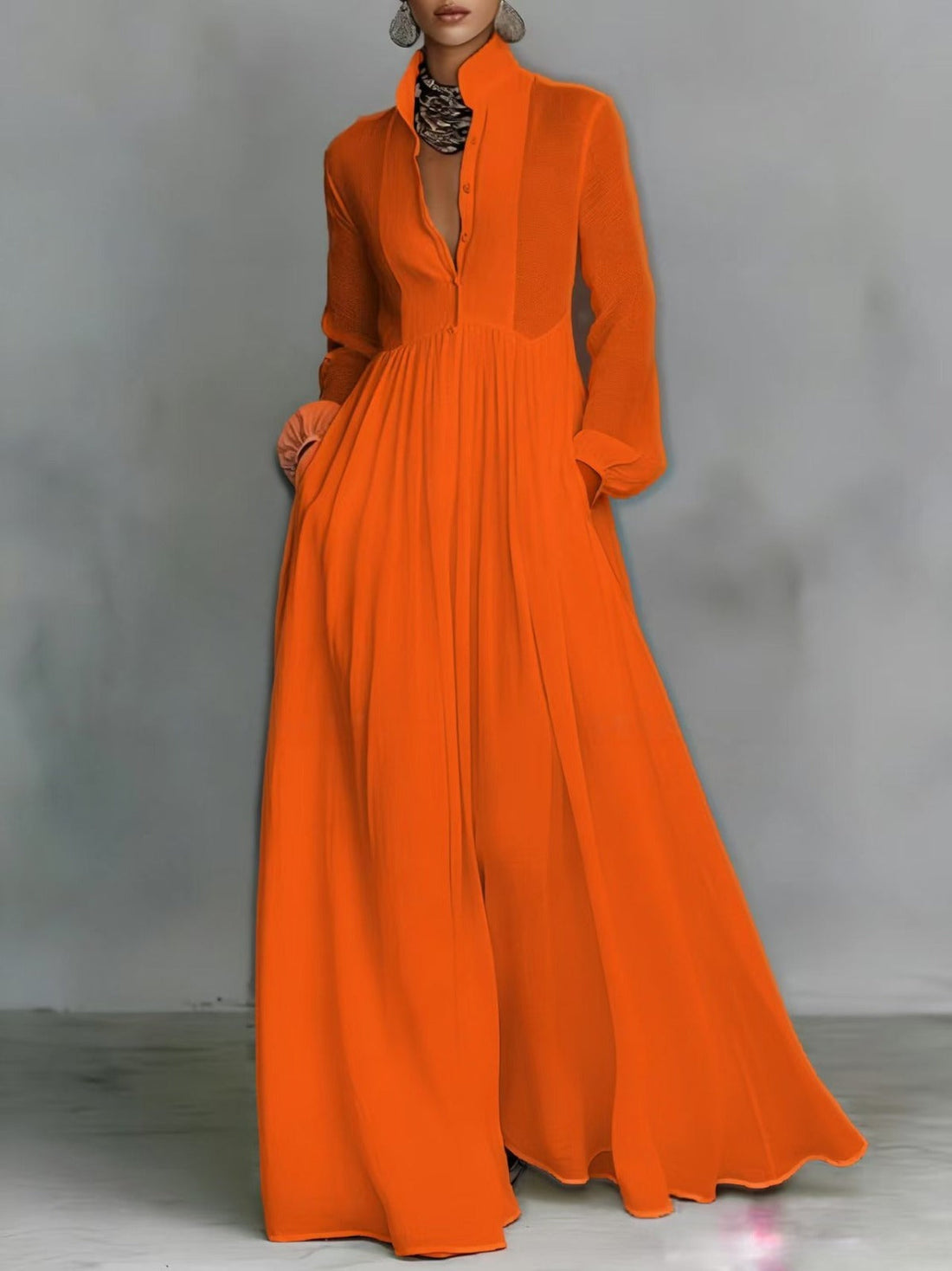 Andia | Soepele Maxi-jurk met Knopen
