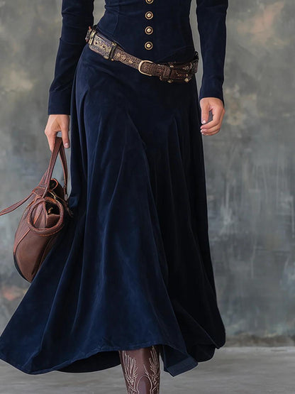 Burruntzalle | Vestido Largo de Ante con Hendidura