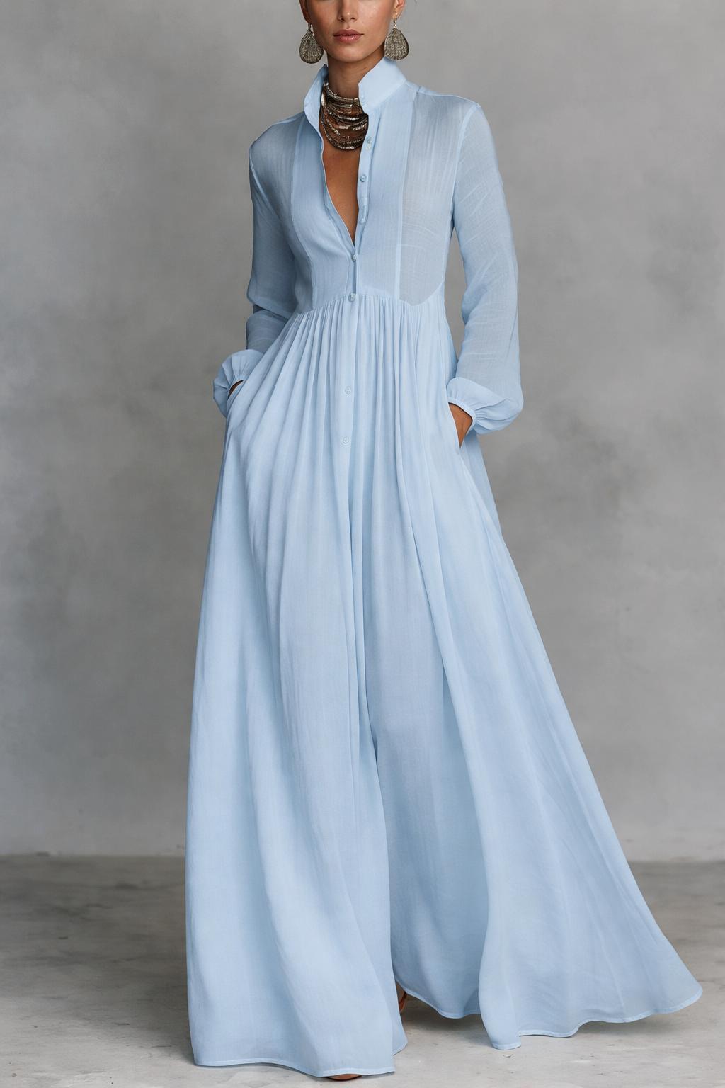 Andia | Soepele Maxi-jurk met Knopen