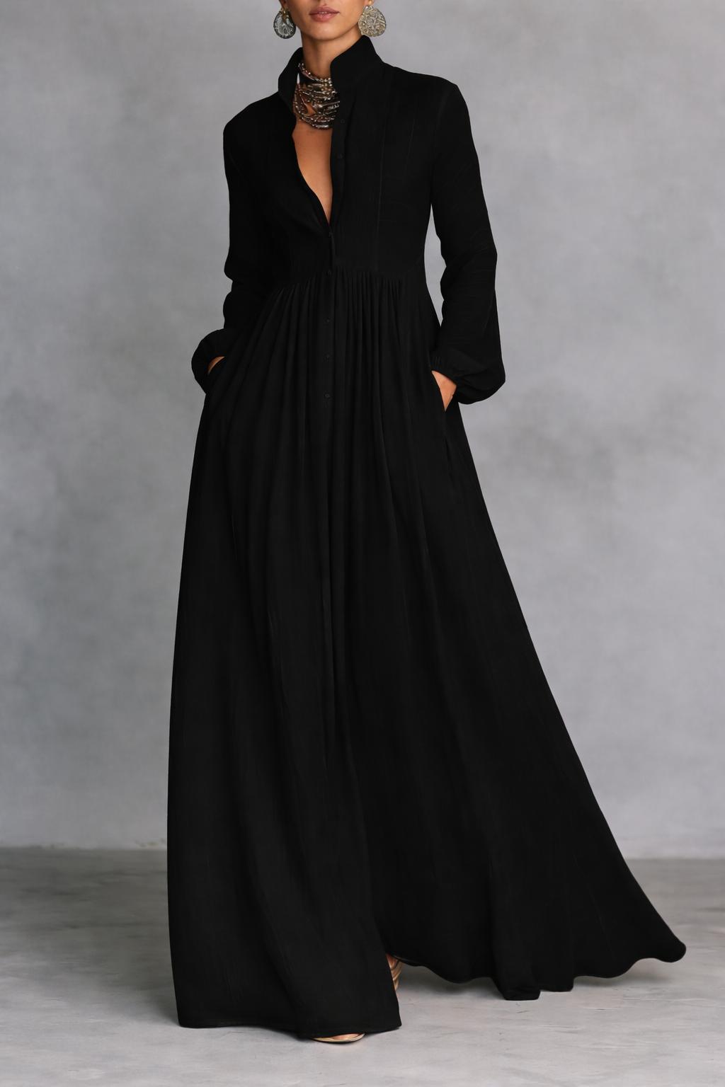 Andia | Soepele Maxi-jurk met Knopen