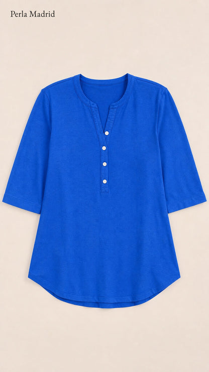Carlota | Top Henley de algodón con detalle de botones