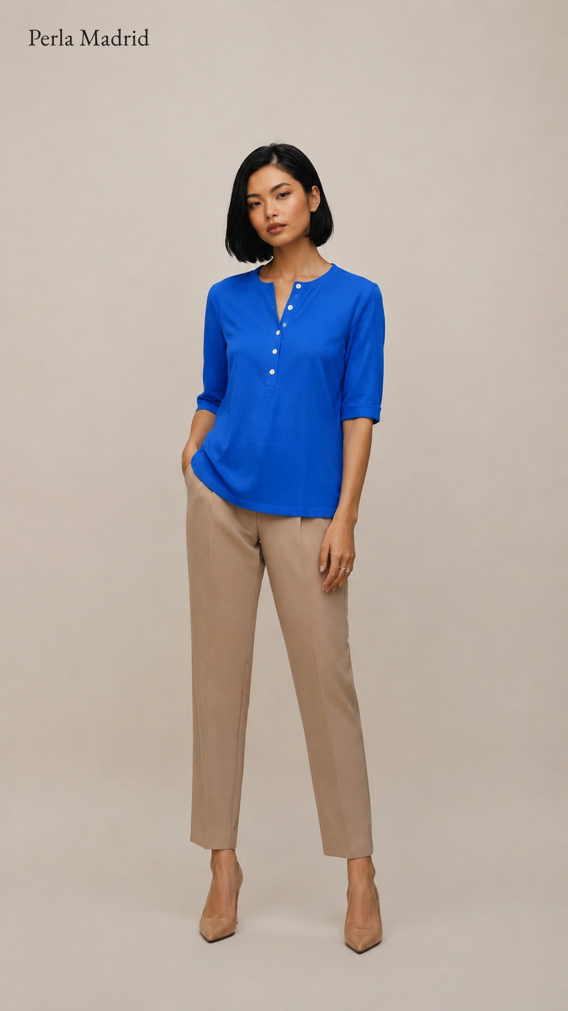 Carlota | Top Henley de algodón con detalle de botones
