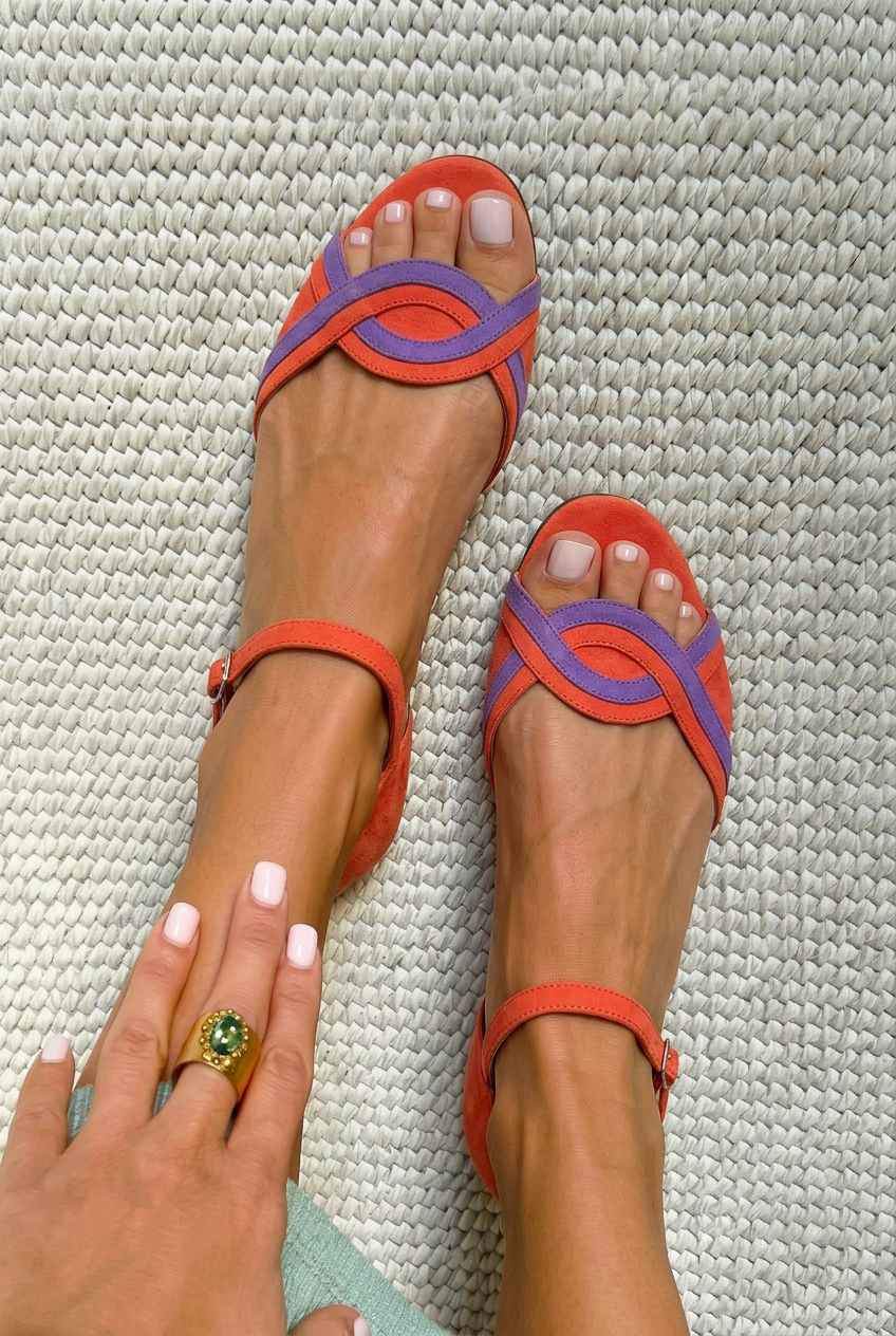 Ane | Suède Sandalen met Open Teen