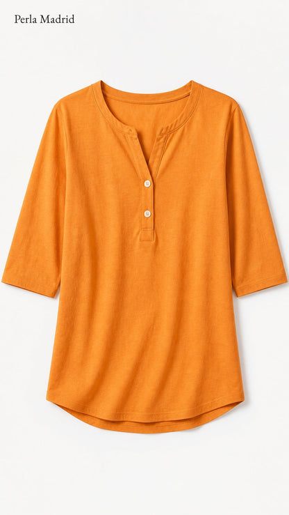 Carlota | Top Henley de algodón con detalle de botones