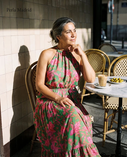 Lorenza | Vestido Midi Drapeado Rosa *