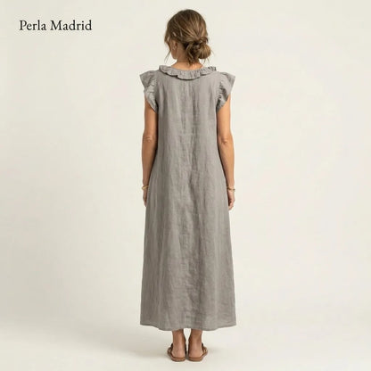 Edelweis | Vestido Maxi Lino con Volantes