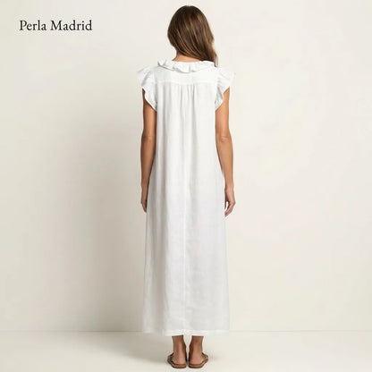 Edelweis | Vestido Maxi Lino con Volantes