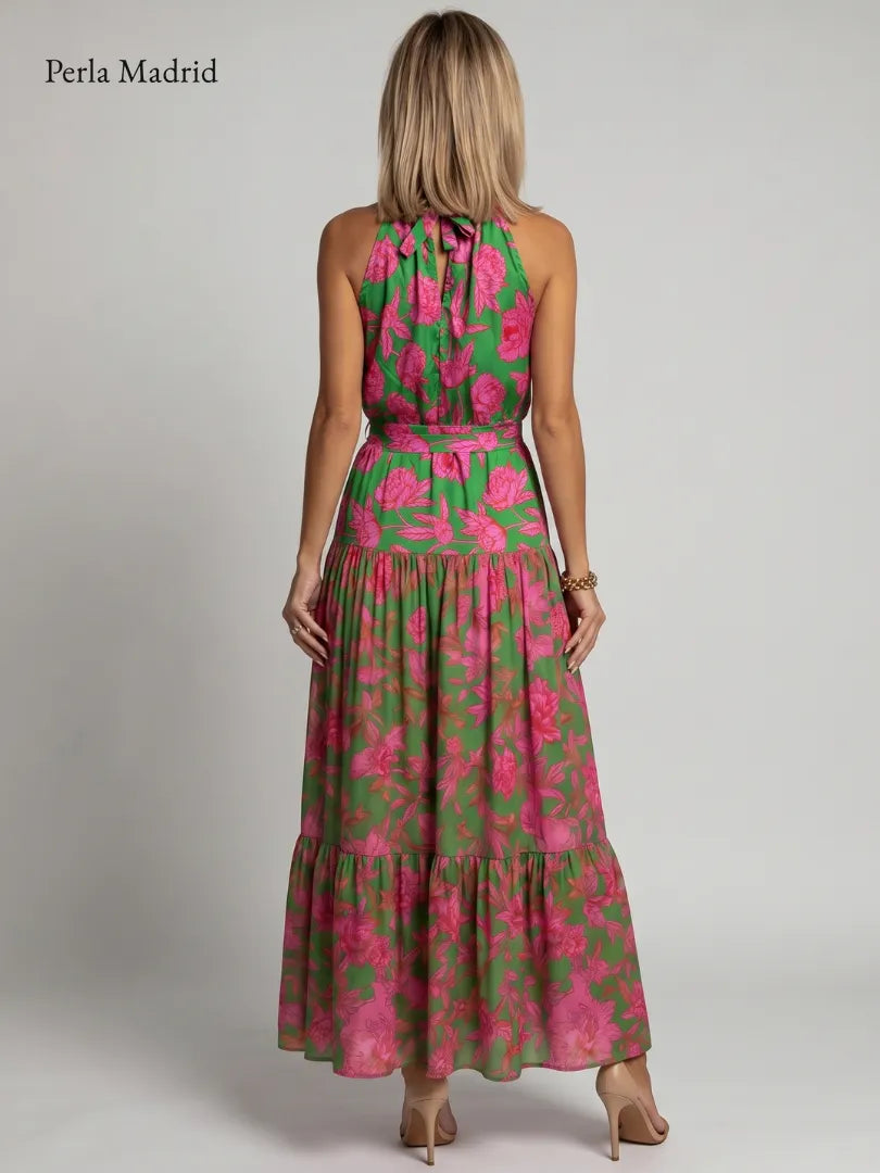 Lorenza | Vestido Midi Drapeado Rosa *