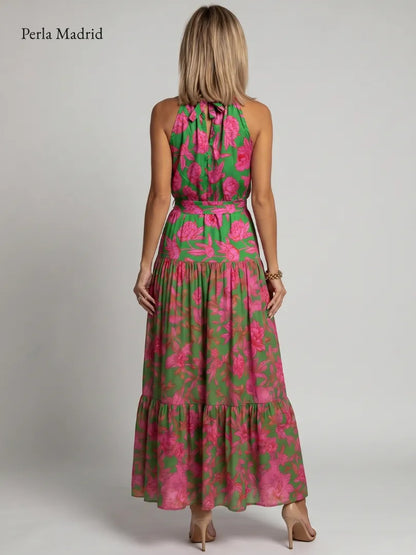 Lorenza | Vestido Midi Drapeado Rosa *