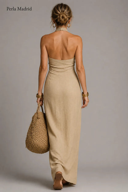 Asunción | Vestido Largo de Lino Halter