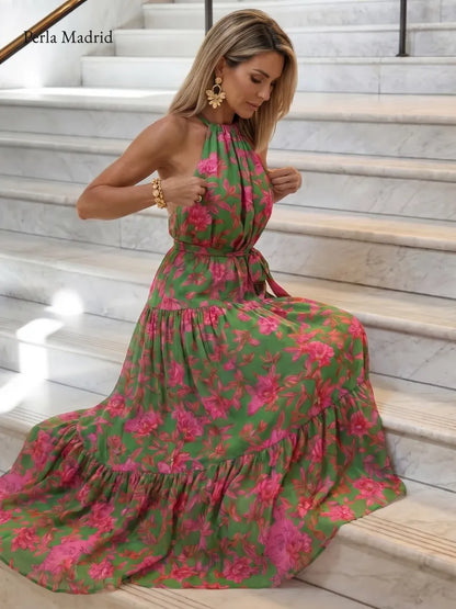 Lorenza | Vestido Midi Drapeado Rosa *