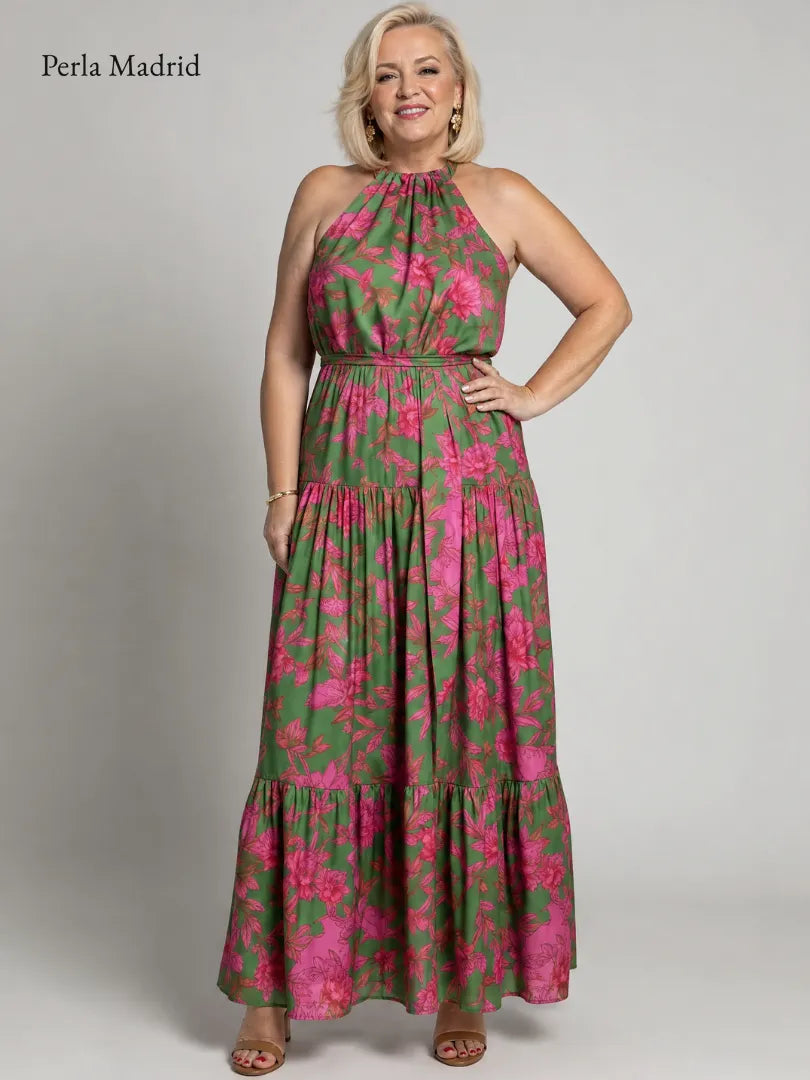 Lorenza | Vestido Midi Drapeado Rosa *
