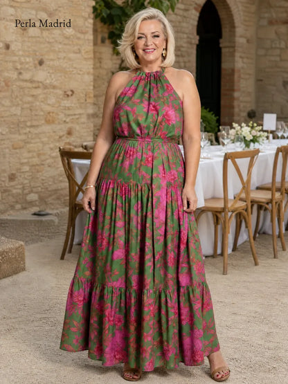 Lorenza | Vestido Midi Drapeado Rosa *