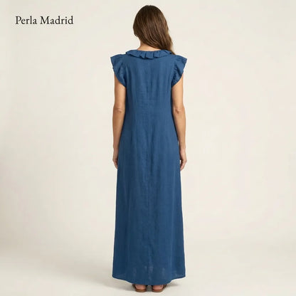 Edelweis | Vestido Maxi Lino con Volantes