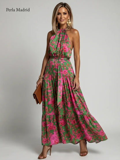 Lorenza | Vestido Midi Drapeado Rosa *