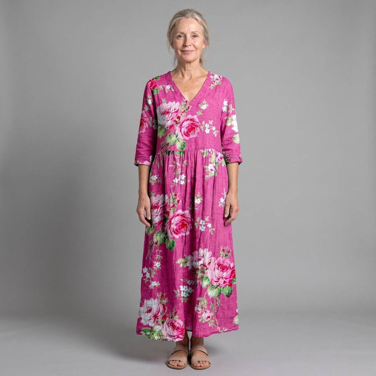Coral | Vestido midi floral de verano