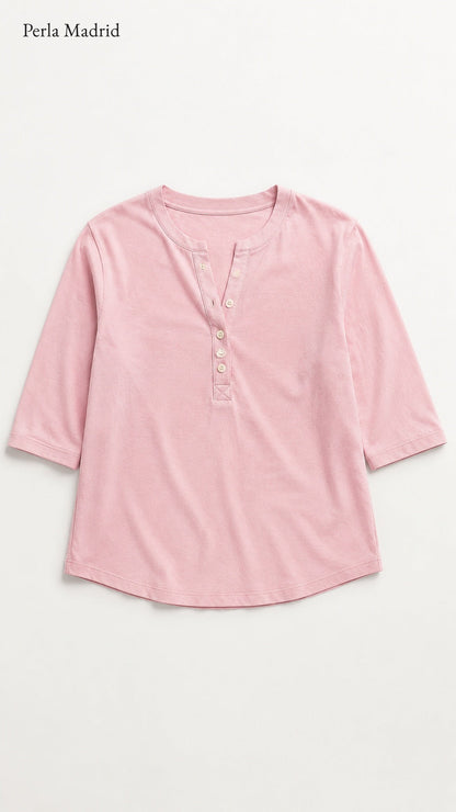Carlota | Top Henley de algodón con detalle de botones