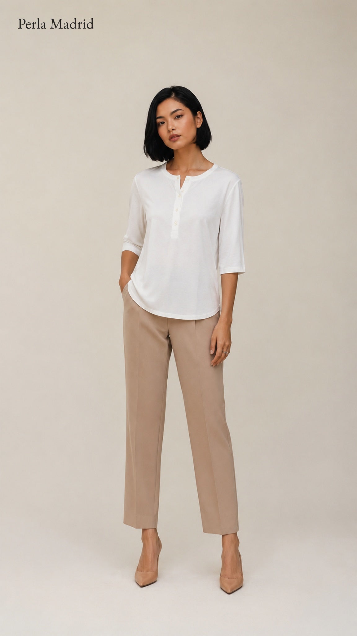 Carlota | Top Henley de algodón con detalle de botones