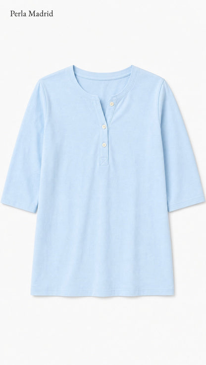 Carlota | Top Henley de algodón con detalle de botones