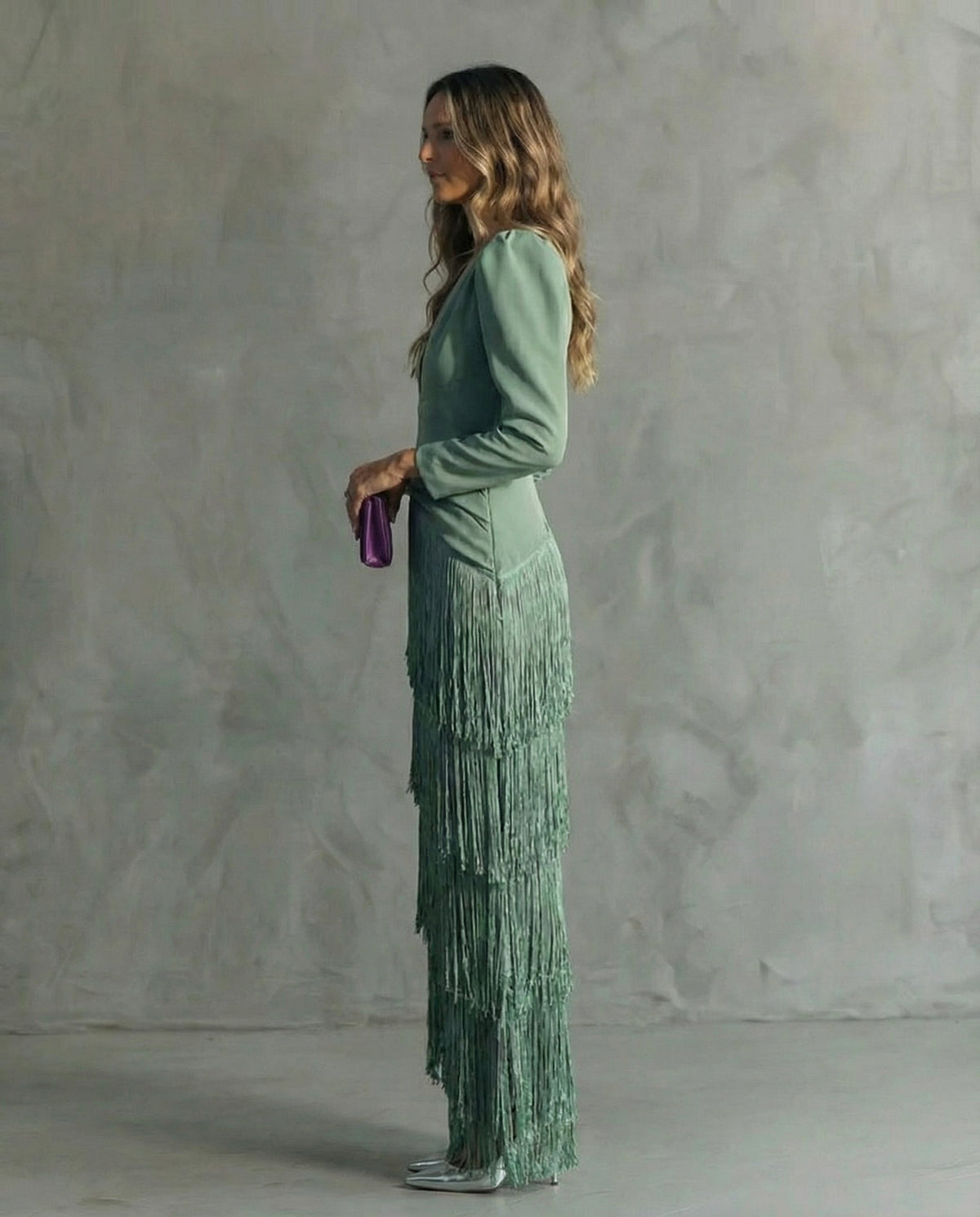 Elsa | Vestido midi con mangas de flecos