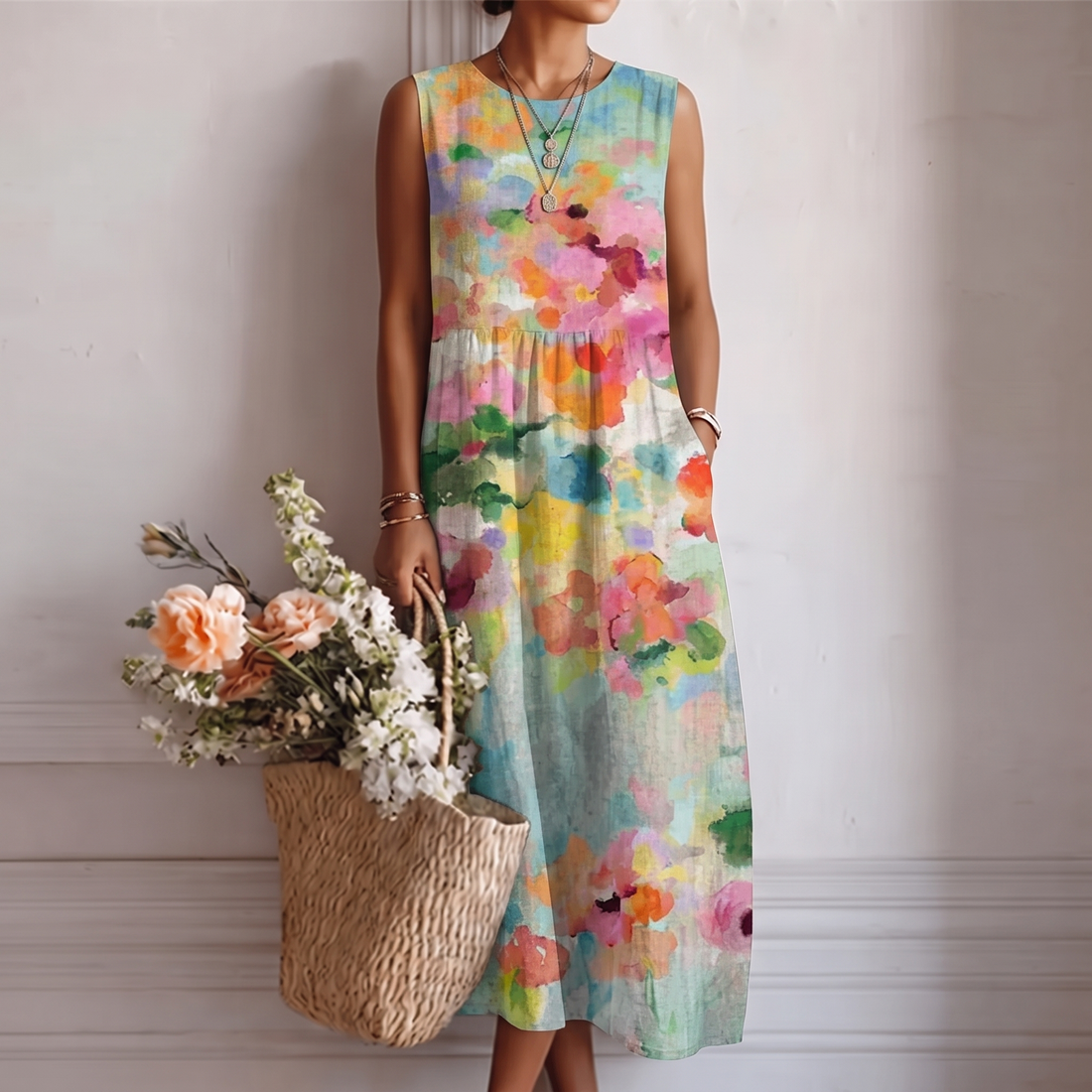 Arrate | Elegante Multicolor Midi-jurk