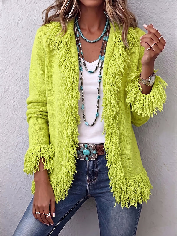 Fuensanta | Cárdigan Boho Borla Chartreuse